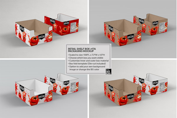 Retail Shelfbox 17 Packaging Mockup PSD