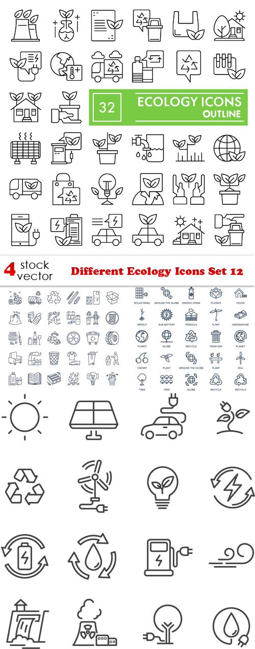 Vectors - Different Ecology Icons Set 12