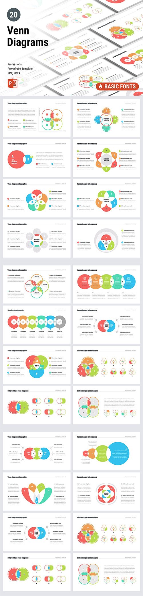 Venn Diagrams Pack for Powerpoint, Keynote and Google Slides Template