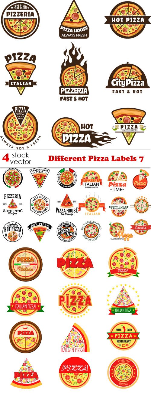 Vectors - Different Pizza Labels 7