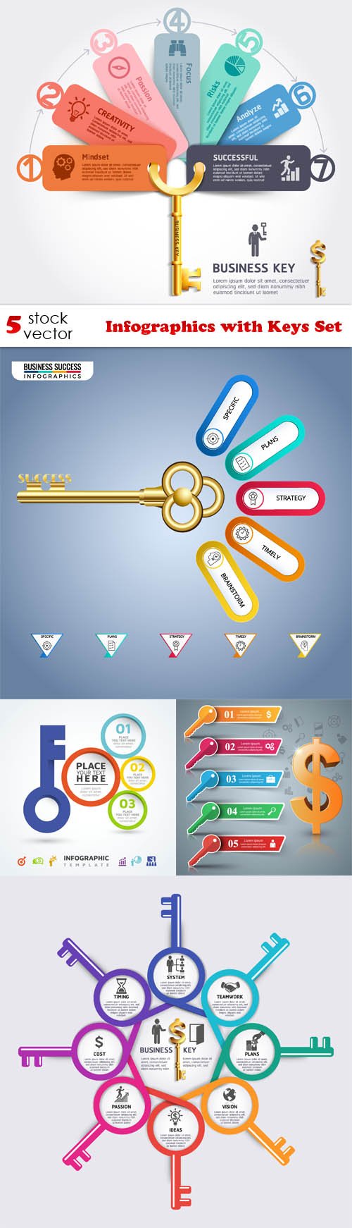 Vectors - Infographics with Keys Set