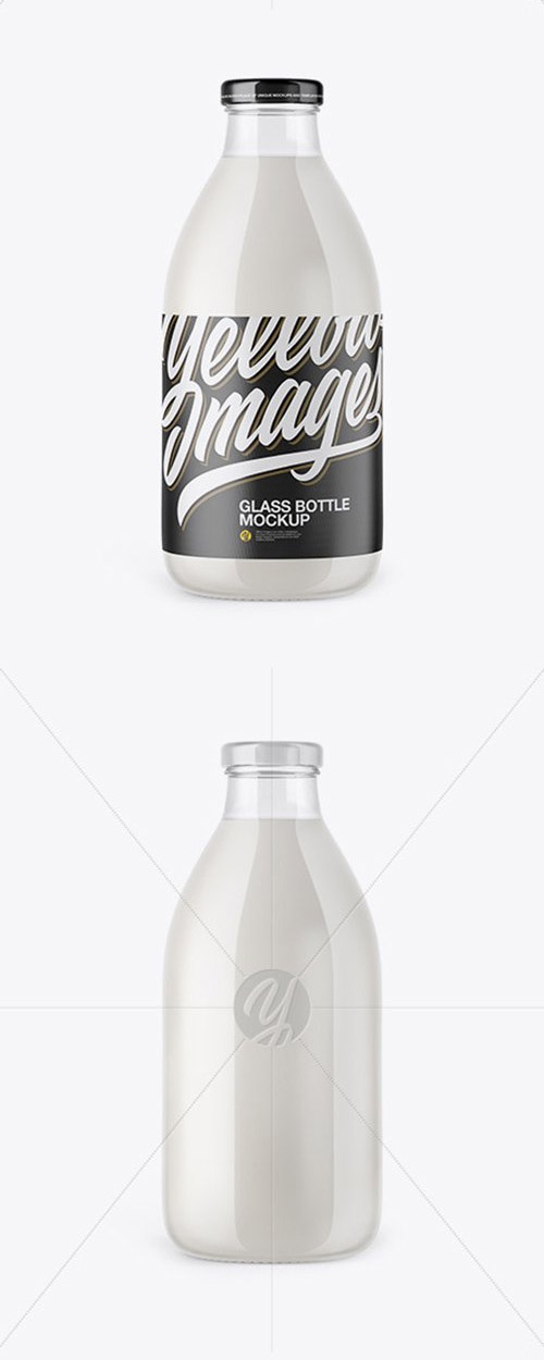 Clear Glass Milk Bottle Mockup 50141
