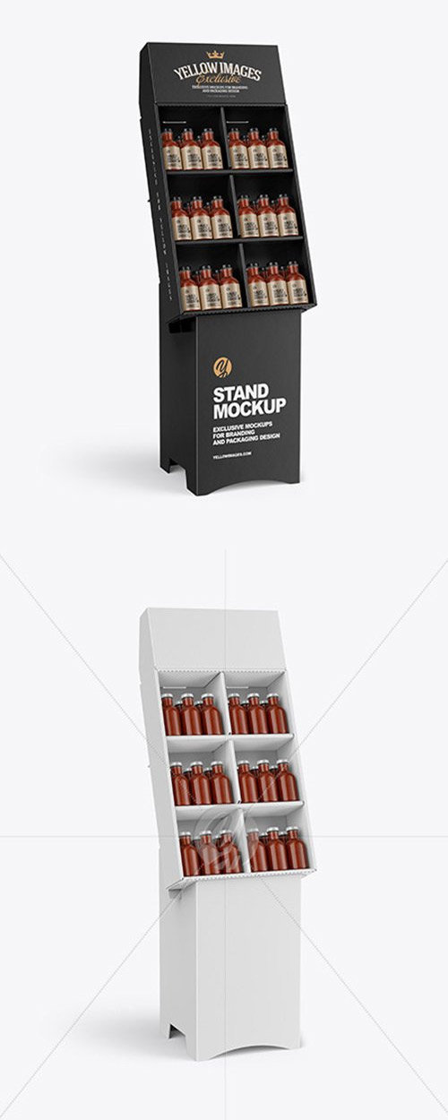 Stand with Salsa Sauce Bottles Mockup 50067