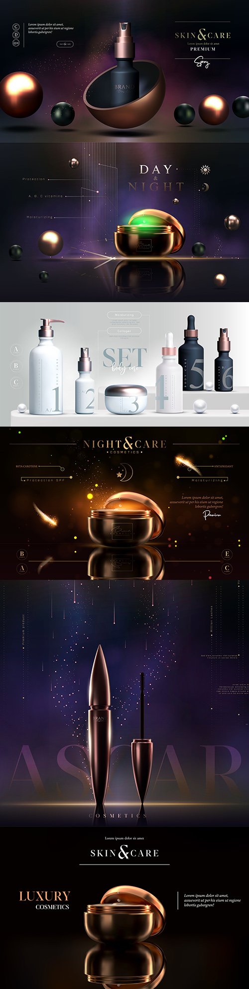 Stylish gold cosmetic flyer template for advertising