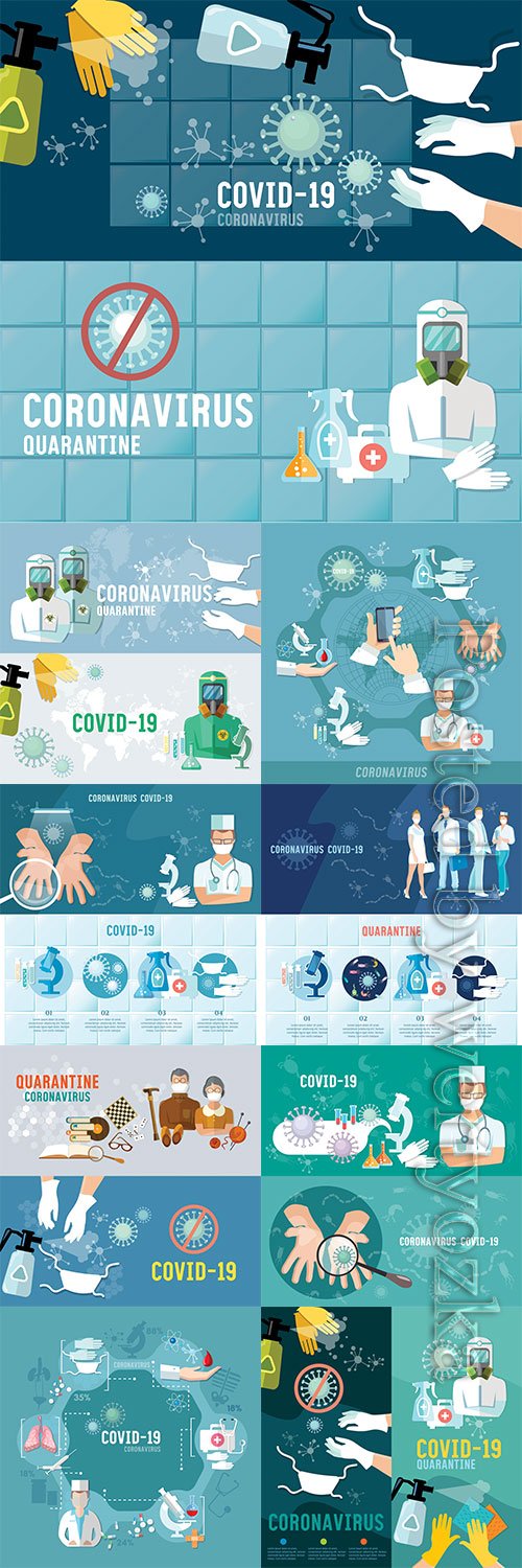 Coronavirus banner, virus infection control, hygiene, medical masks