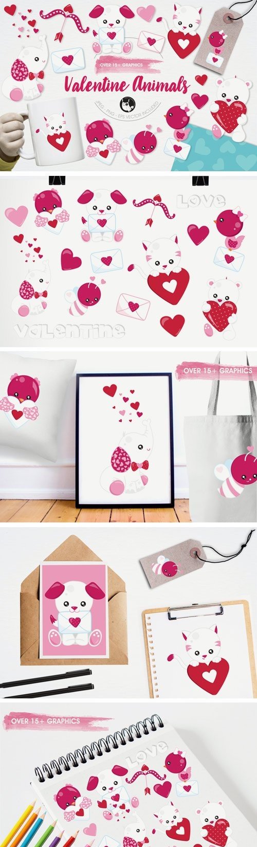 Designbundles - Valentine Animals Graphics and Illustrations 14606