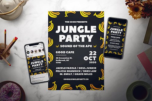 Jungle Party Flyer Set PSD