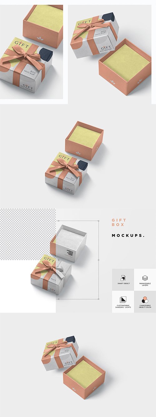 Gift Box Mockups PSD