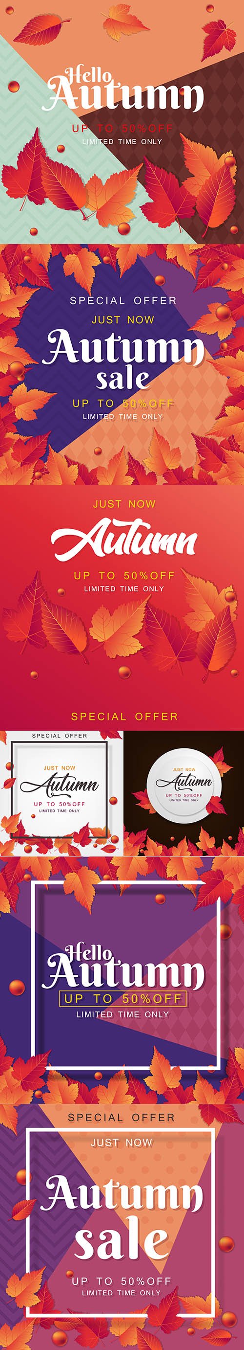 Autumn Sale Vector Illustrations Set