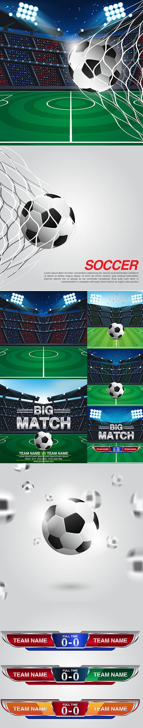 Abstract Sport Soccer Backgrounds Set