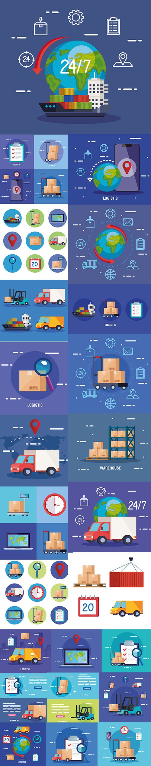 Delivery Logistic Service Illustration Set