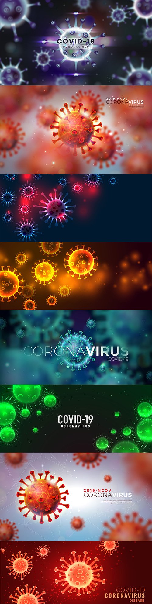 Covid-19 coronavirus flash design with virus cell background