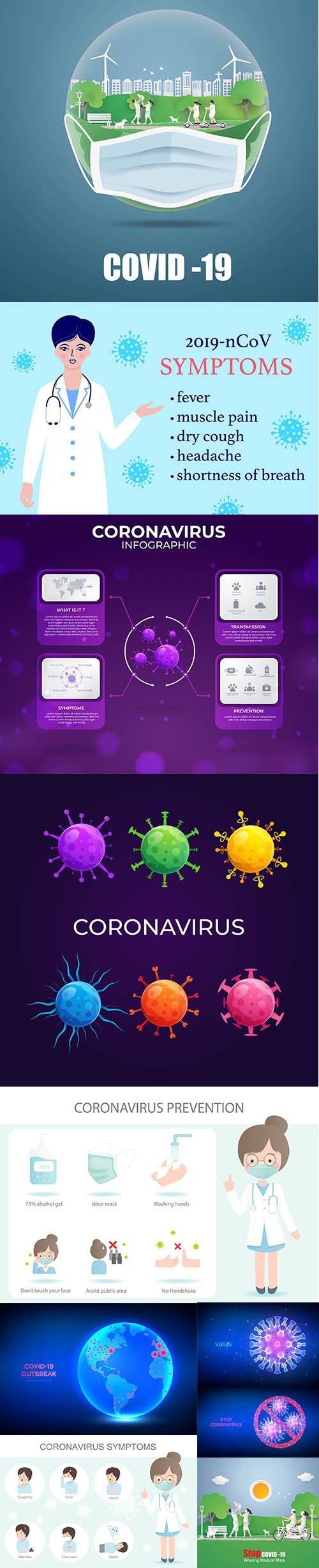 2019 Covid-19 Coronavirus Concept Illustration Vol 3