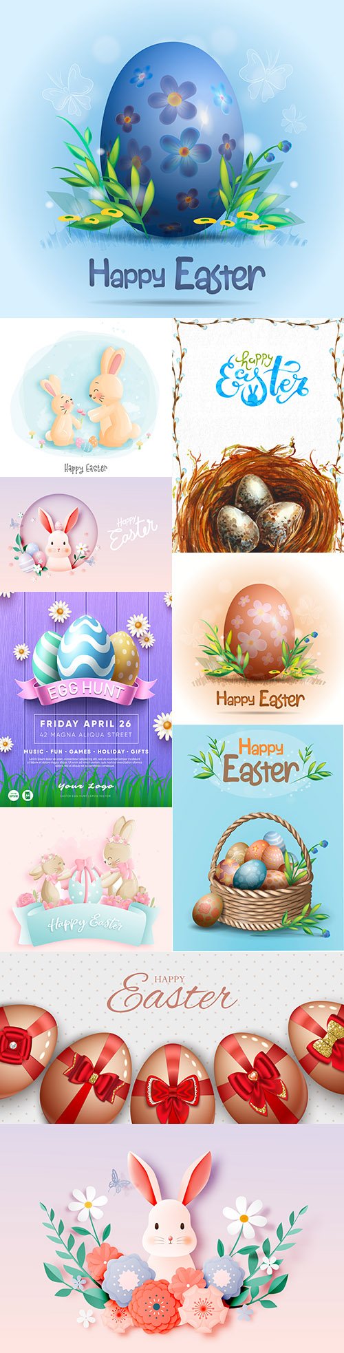 Happy Easter decorative egg design bants and ribbon