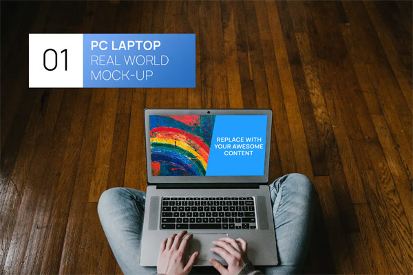 Person using PC Laptop Real World Mock-up