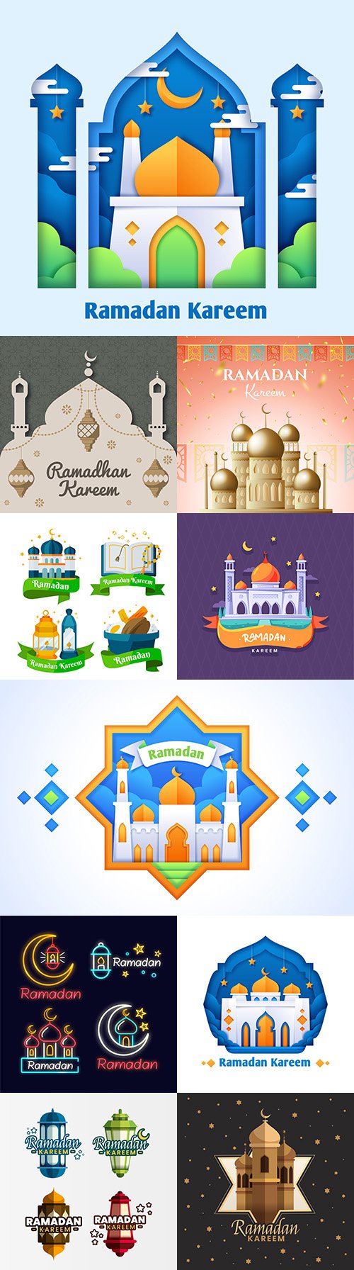 Ramadan Kareem design illustrations in flat style
