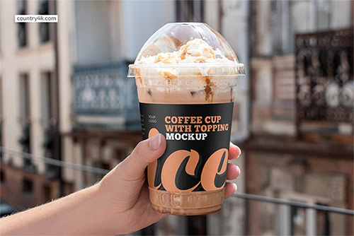 Iced Coffee Cup with Topping Mockup 6447104