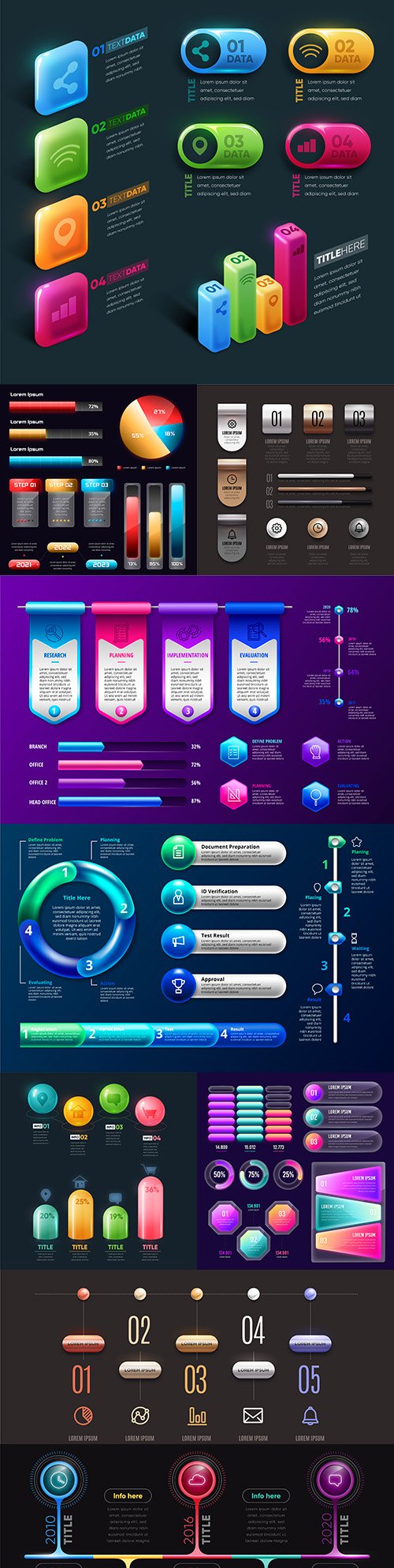 Business infographics 3d glossy design collection 5