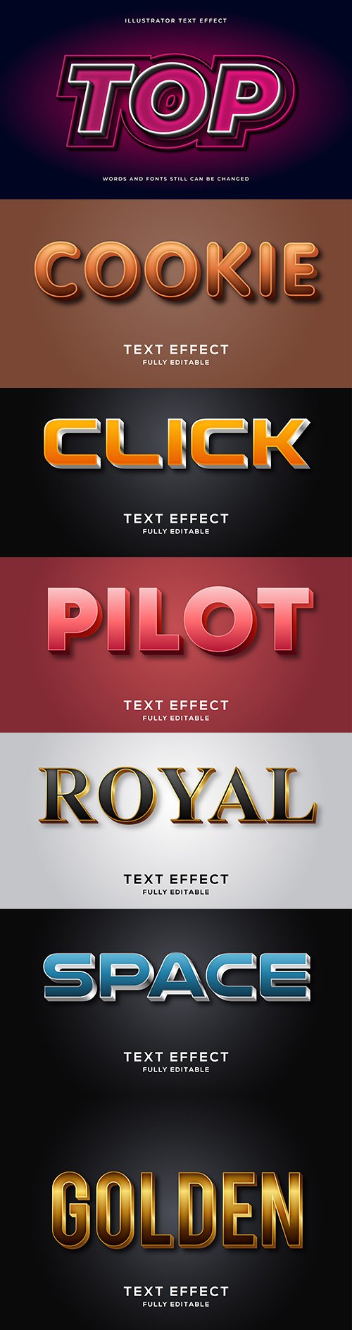 Editable font effect text collection illustration design 44