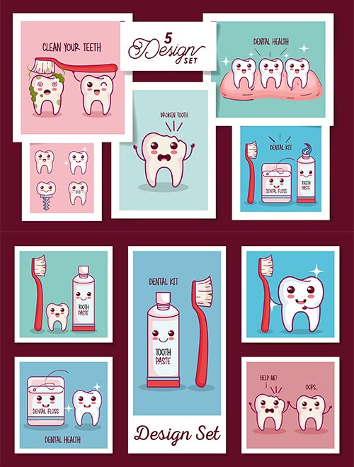 Cards pack of Dental Health Icons