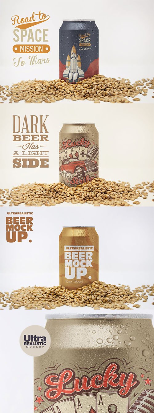 Front 12oz Malt Beer Can Mockup