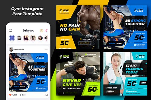 Fitnes Gym Banner and Social Template