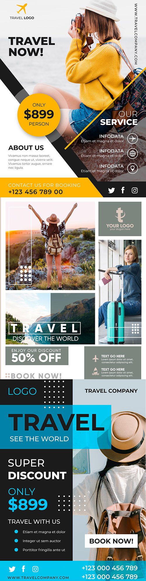 Travel summer template poster with photo design