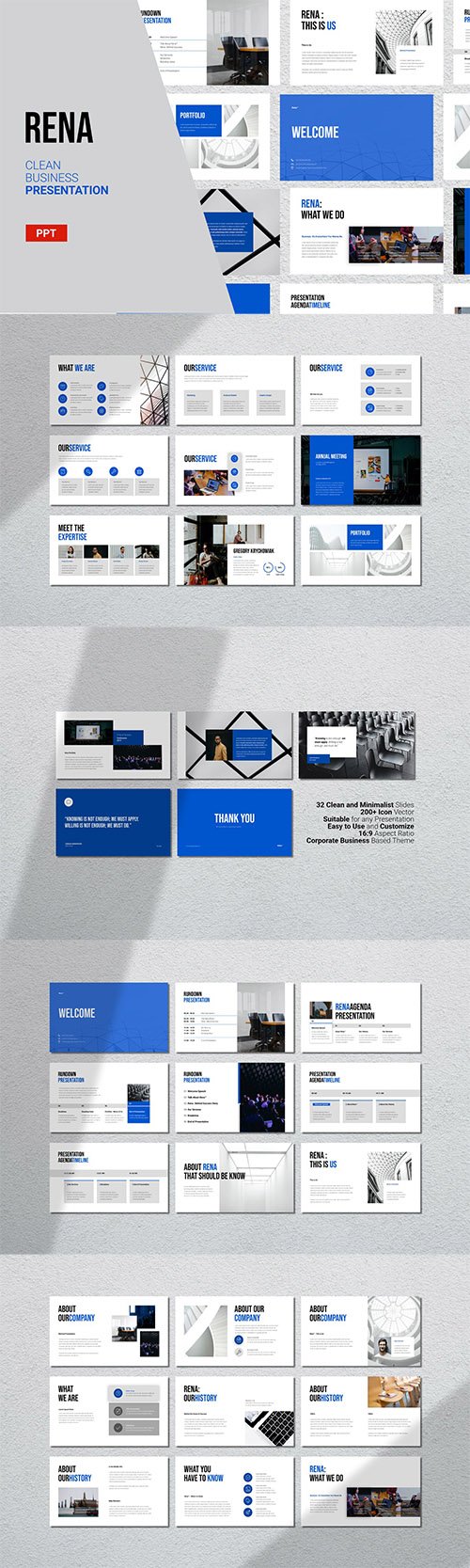 Rena - Clean Powerpoint, Keynote and Google Slide Template