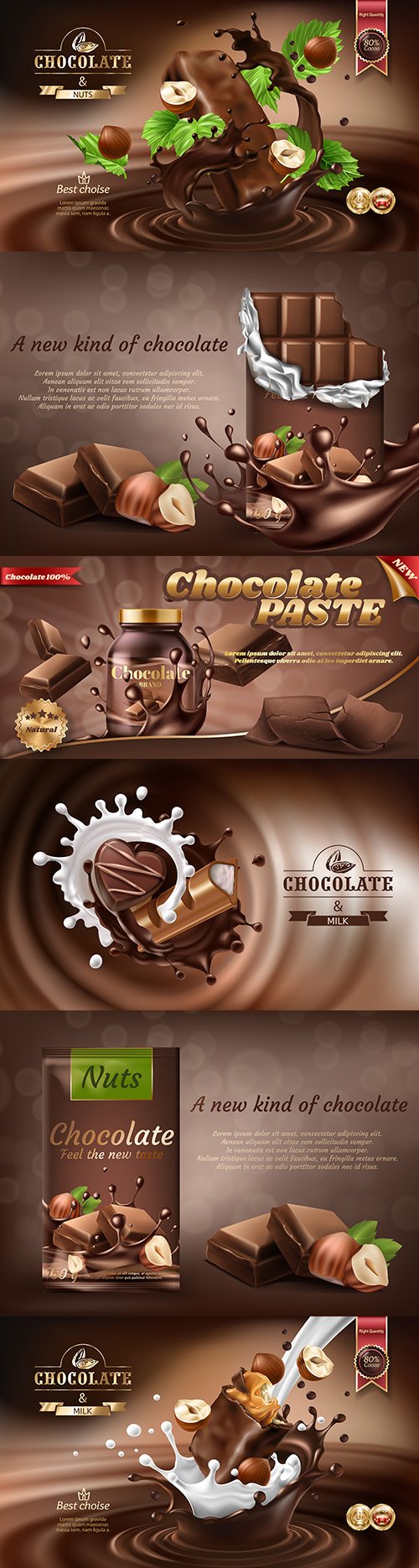 Chocolate and nuts 3d-spray melted chocolate advertising banter