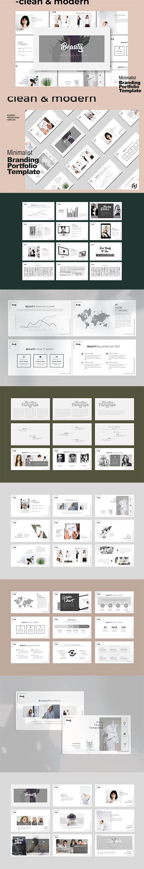 Beauty Minimal Business Portfolio Powerpoint, Keynote and Google Slide Template