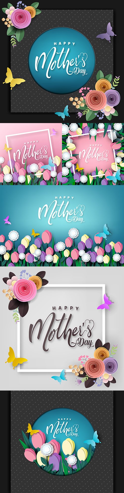 Mother 's day card design butterfly paper flowers