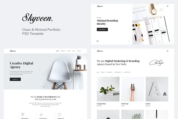 Skyveen - Minimal & Clean Portfolio PSD Template