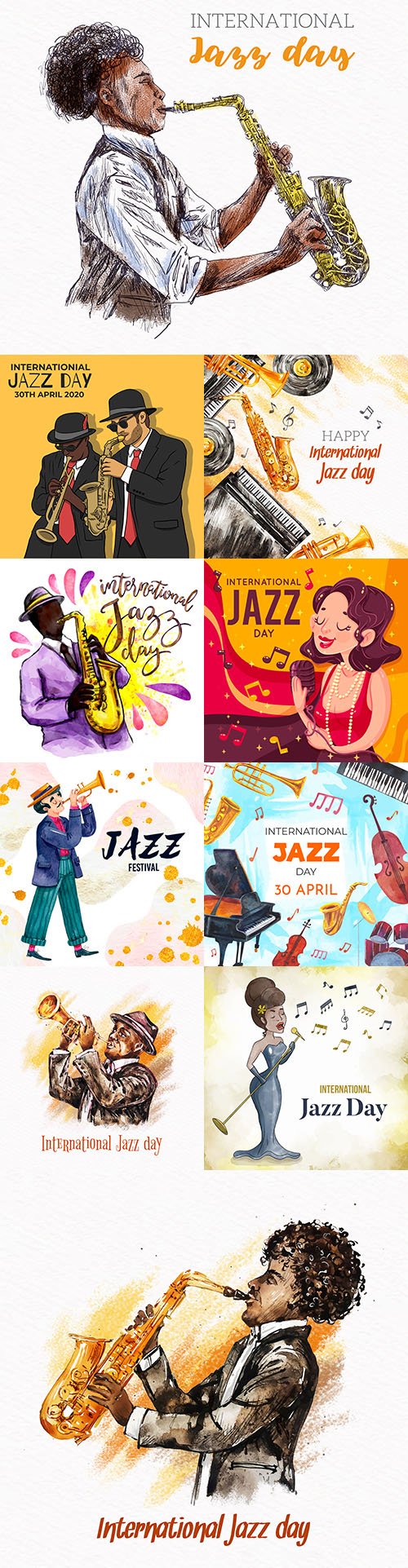 International Jazz Day illustrated watercolor design