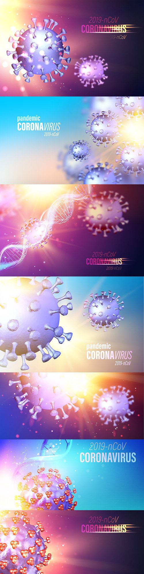 Computer model of coronavirus bacteria in futuristic rays