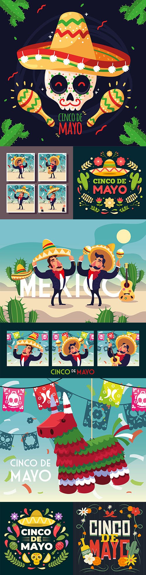 Synco de Mayo Mexican holiday premium illustration 4
