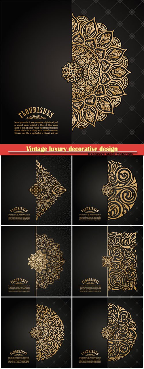 Vintage luxury decorative design of golden mandala