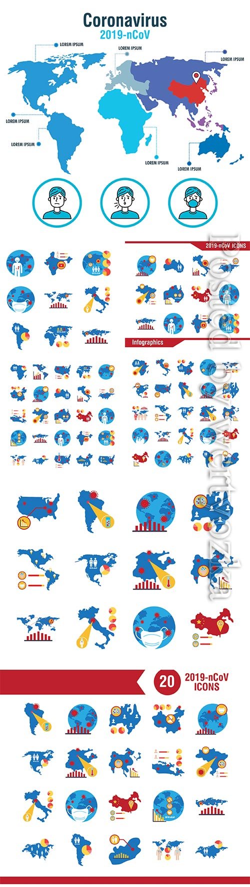 COVID 19, Coranavirus vector illustration sets # 10