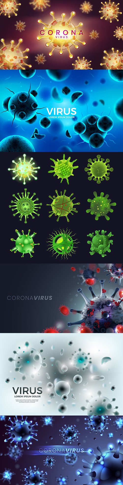 Coronavirus realistic background with bacteria