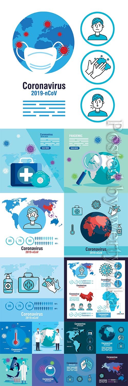 COVID 19, Coranavirus vector illustration sets # 13