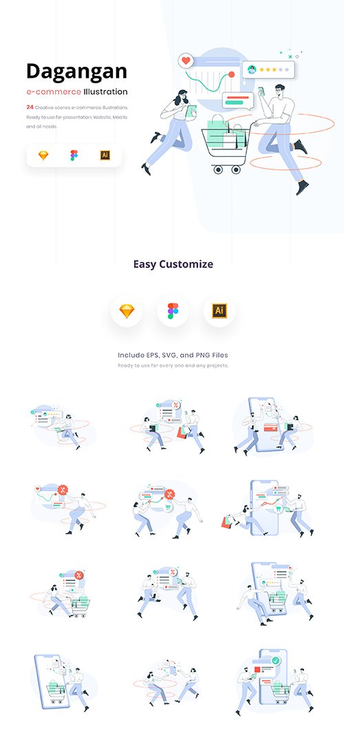 Dagangan - E-commerce and Business Line Illustration Pack