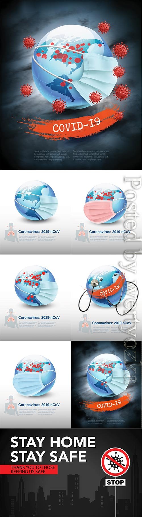 COVID 19, Coranavirus vector illustration sets # 2