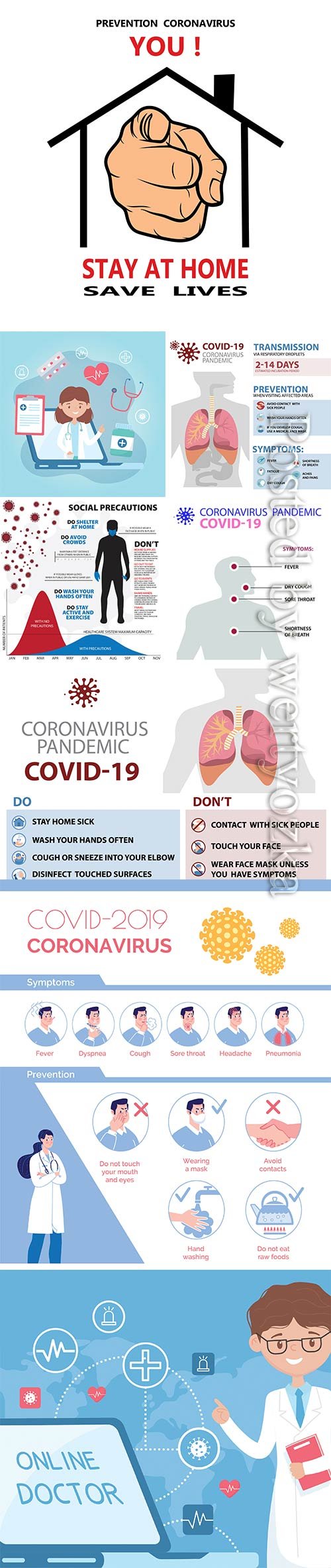 COVID 19, Coranavirus vector illustration sets # 24