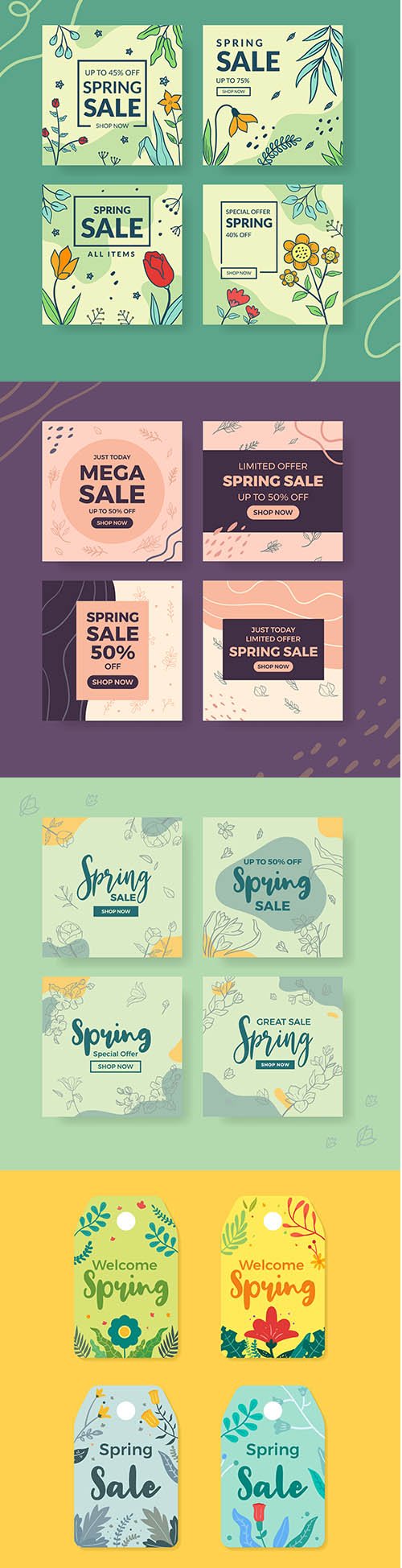 Spring Social Media Banner Template and Badge Set