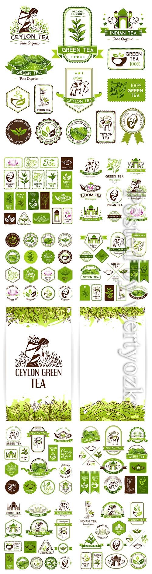 Ceylon tea labels and stickers in vector