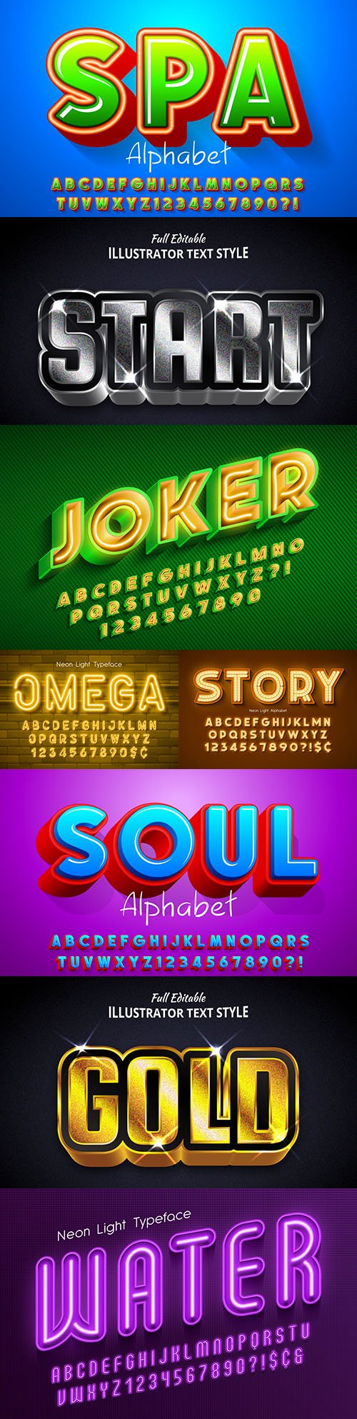 Editable font effect text collection illustration design 50