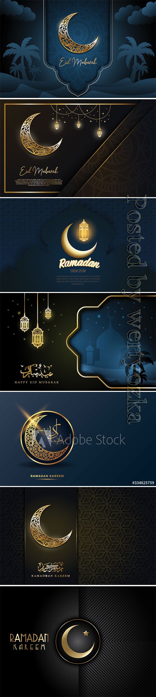 Eid mubarak greeting card design with beautiful Ramadan vector background