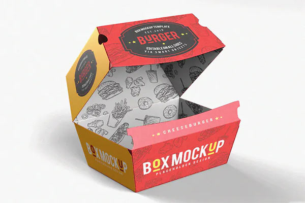 Takeaway Packaging Hamburger Box Mock-Up