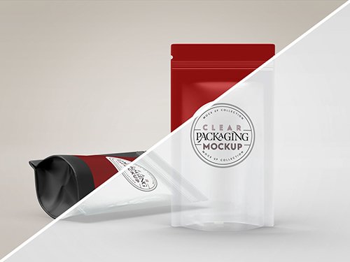 Clear or Foil Stand-Up Pouches Mockup