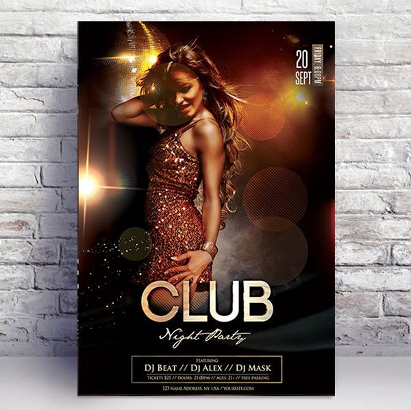 Club Night Party PSD Flyer Template