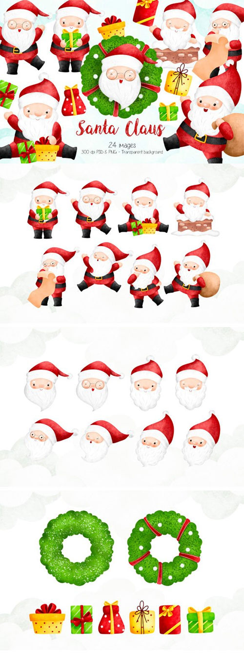 Santa Claus and Gift Clipart
